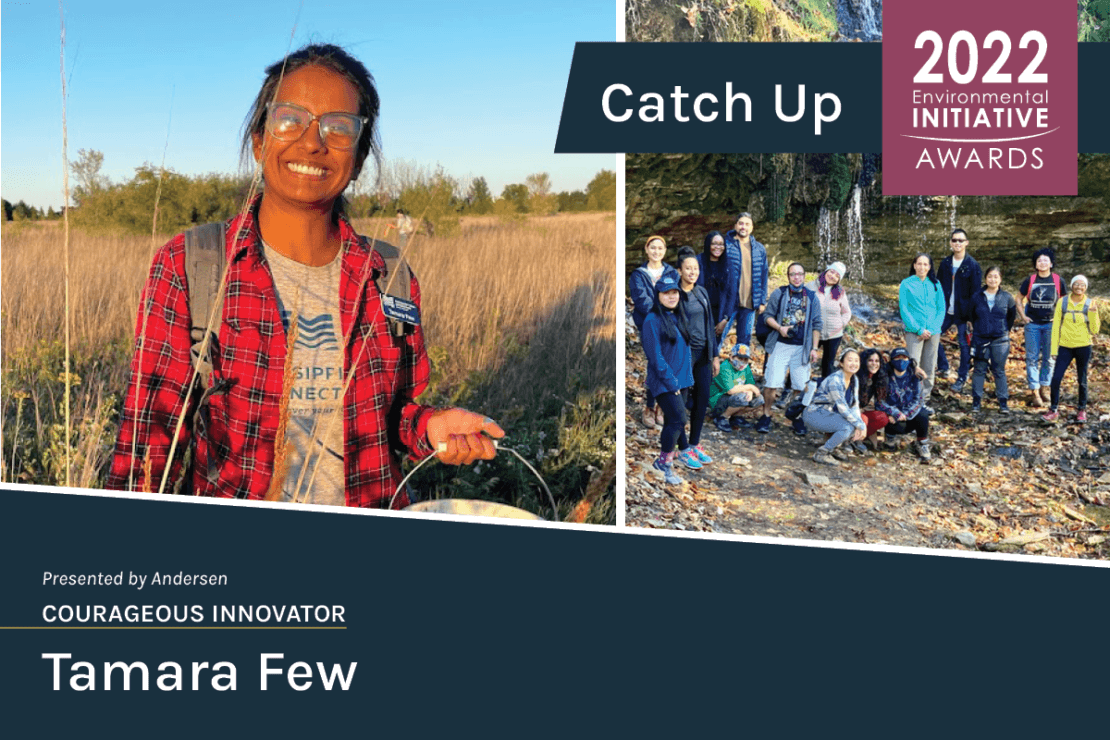 Photo of a young woman smiling in a prairie. A second photo of a group of young adults posing for a picture while in nature. Text at the bottom of the graphic reads 
